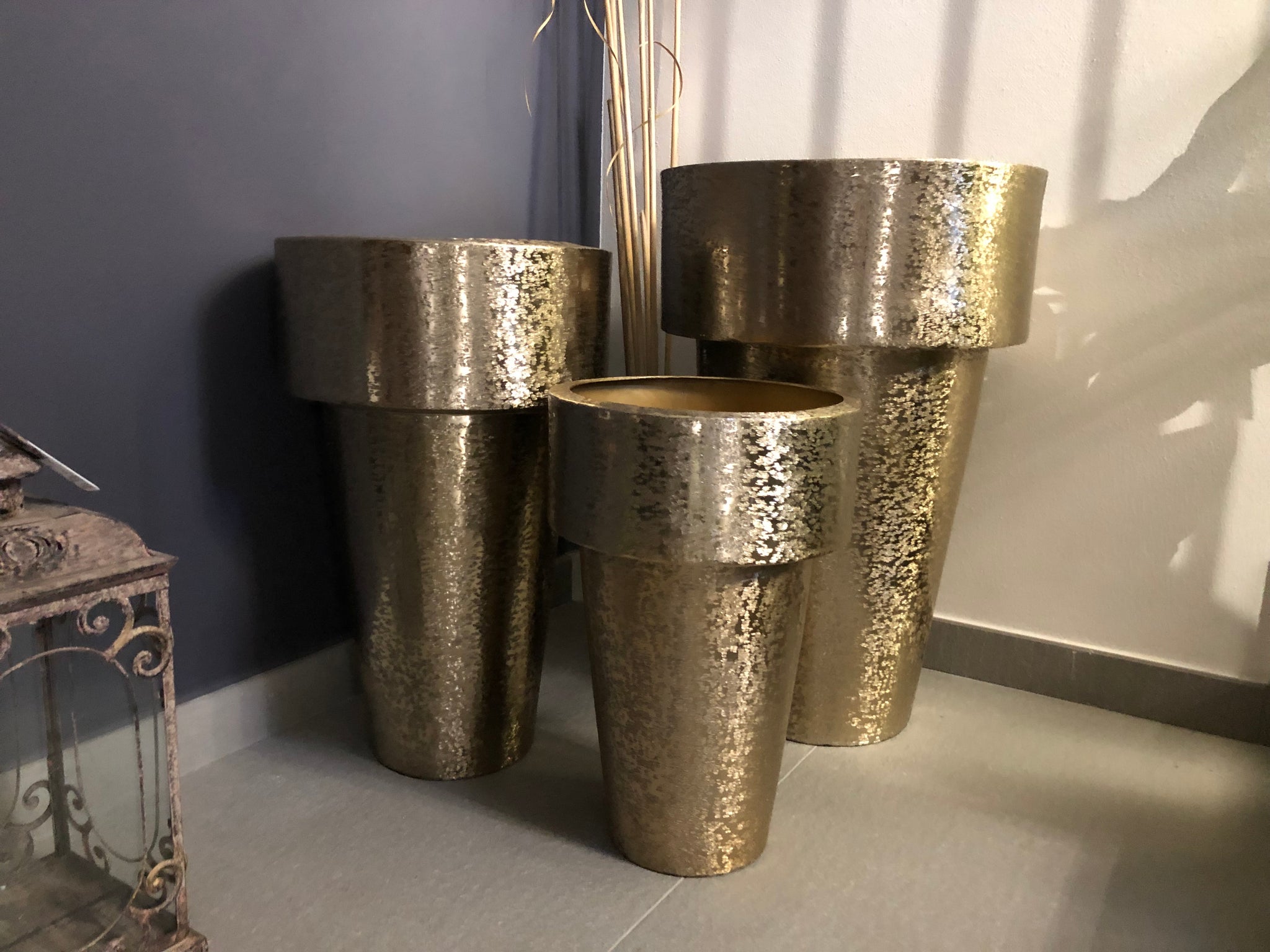 Averi gold brush aluminium pot round set of 3