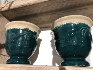 Rikke green glazed ceramic pot rough top round M