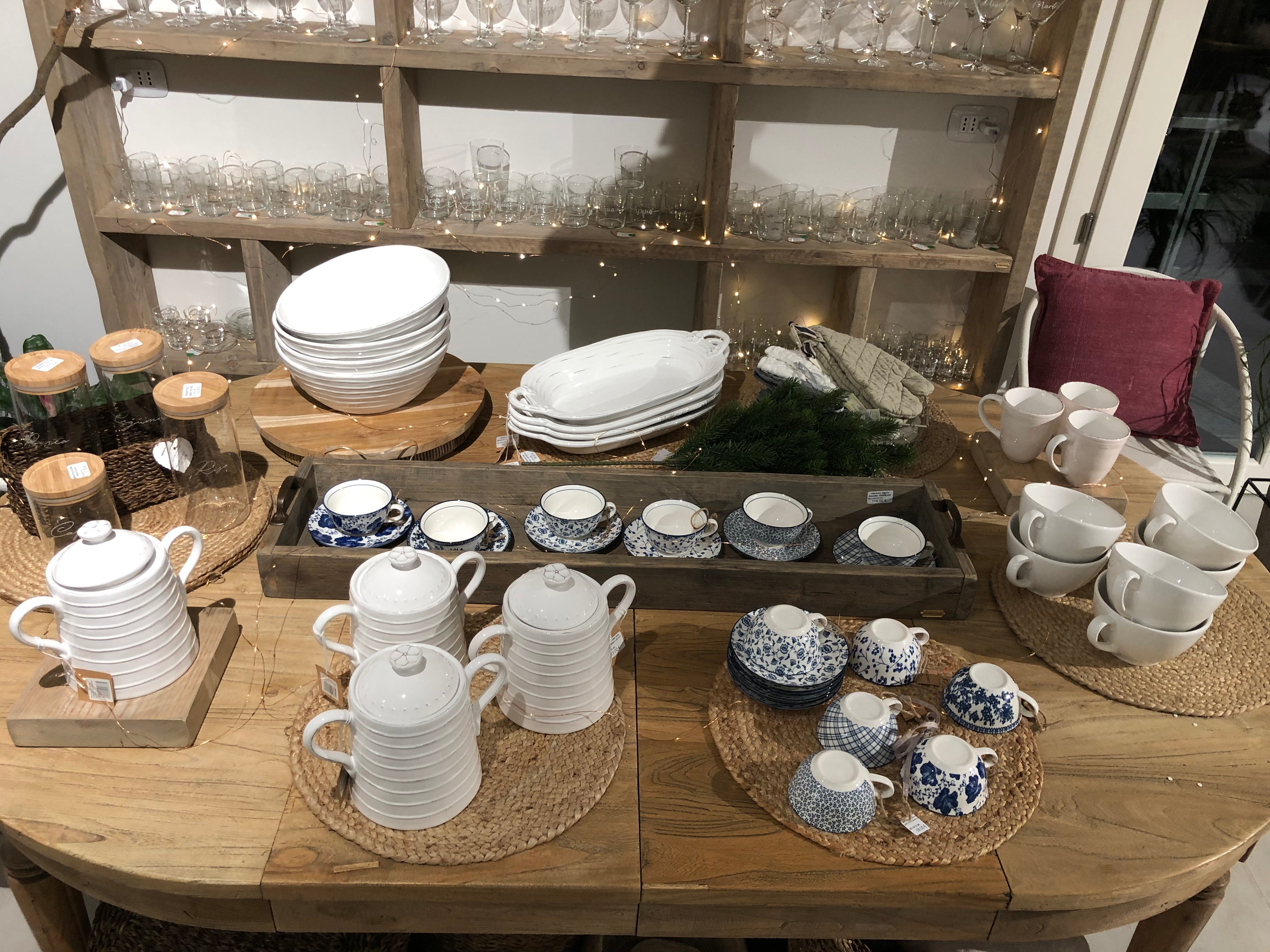 Set 6 tazza 12x10x5cm 6 piatti15x2 bianco blu