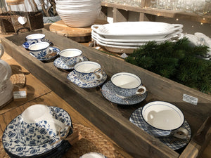 Set 6 tazza 12x10x5cm 6 piatti15x2 bianco blu