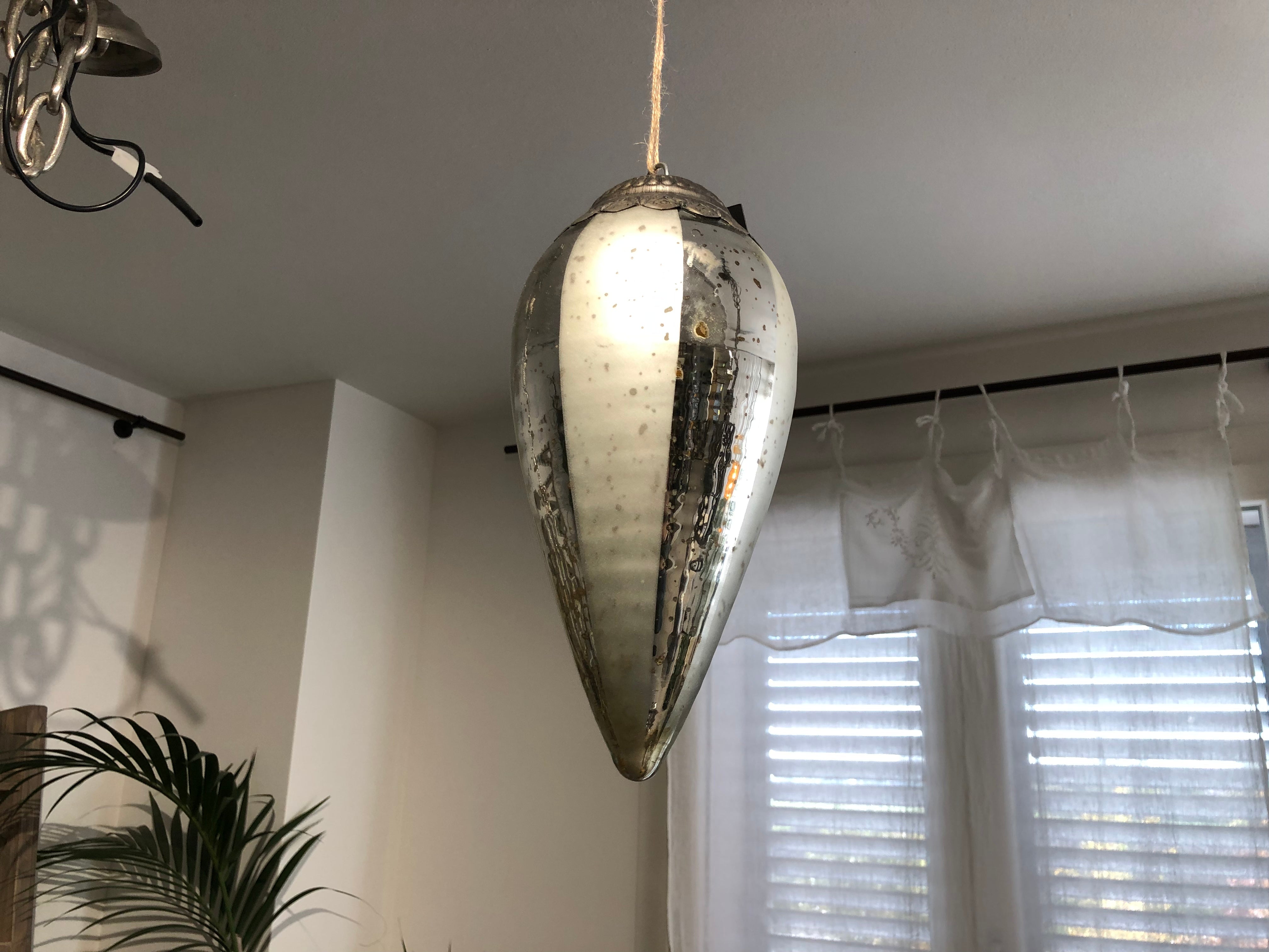 Christmas nadja silver glass hanging cone s