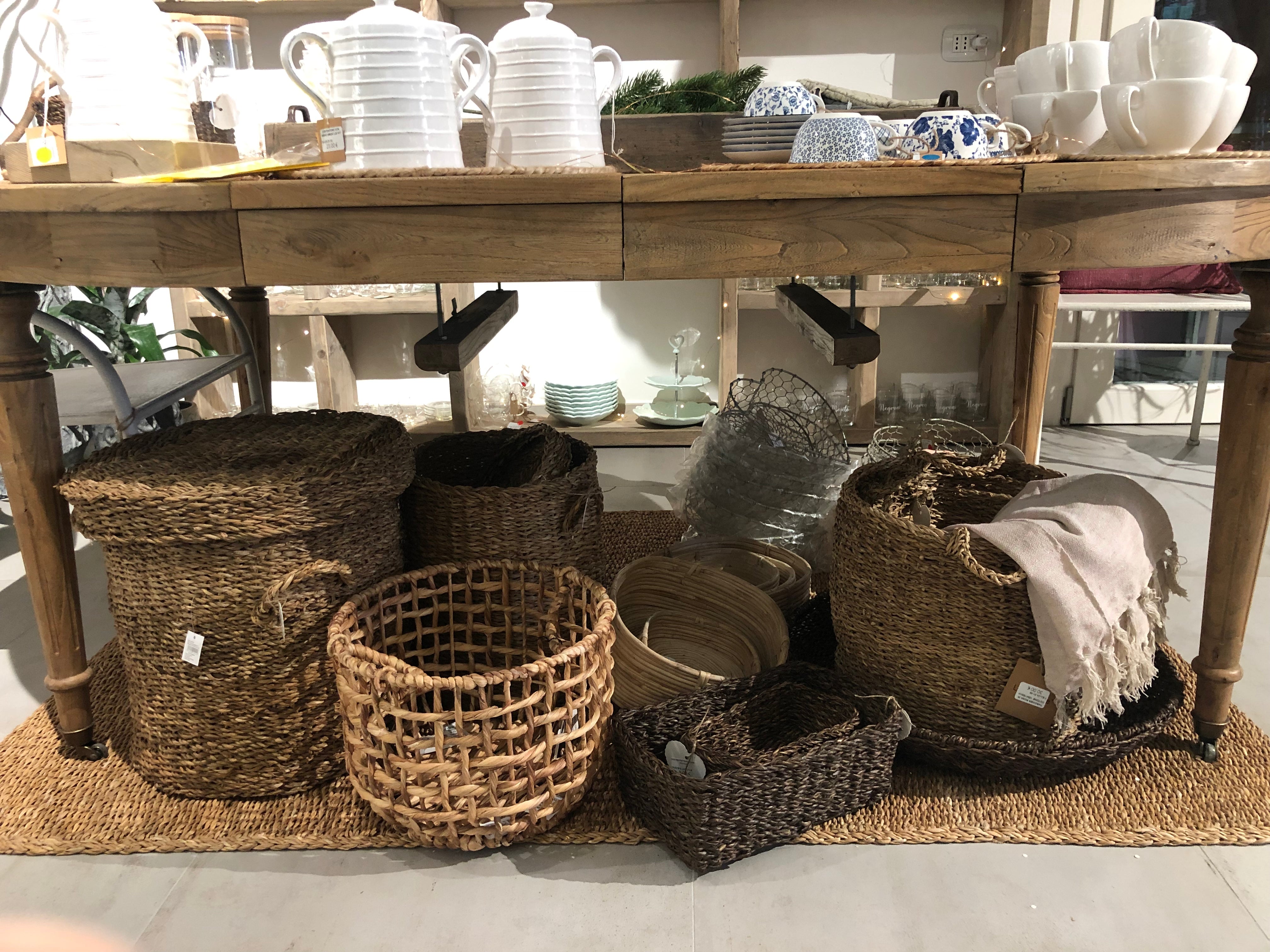 Set ceste con coperchio in sea grass