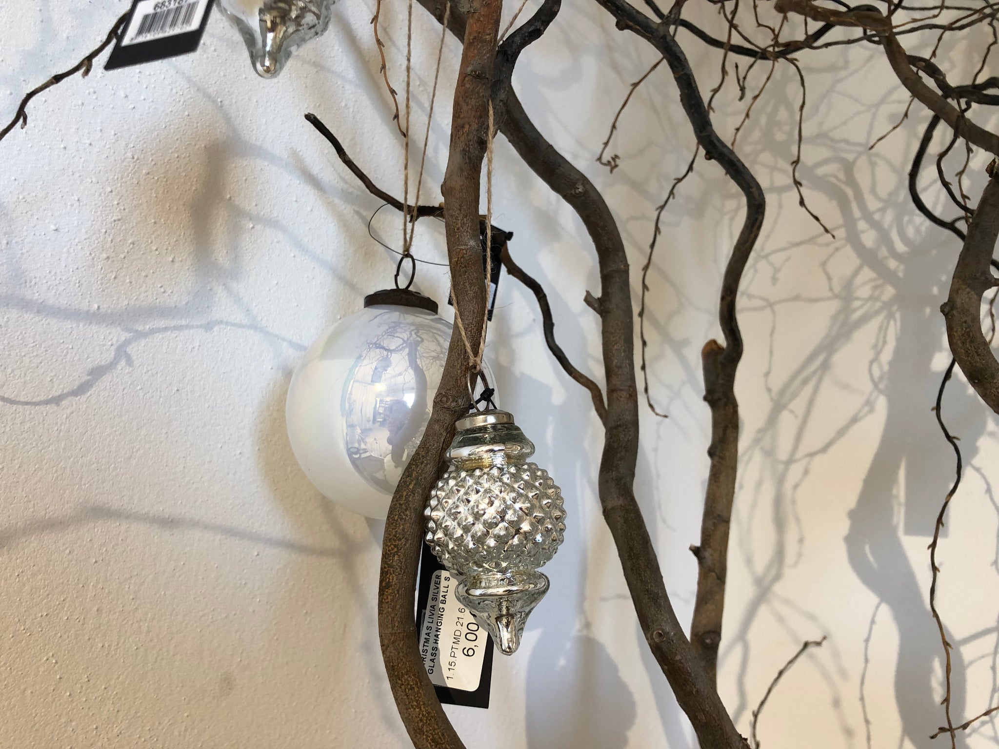 Christmas livia silver glass hanging ball S