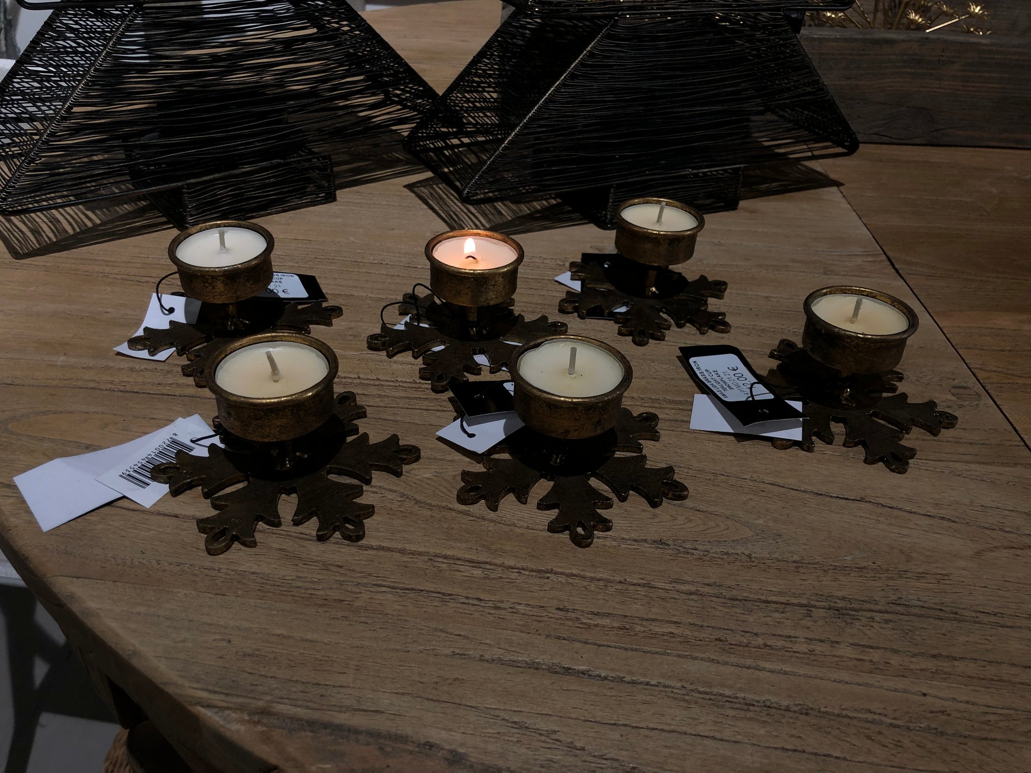 Xmas lida brass iron tealight cup snowflake