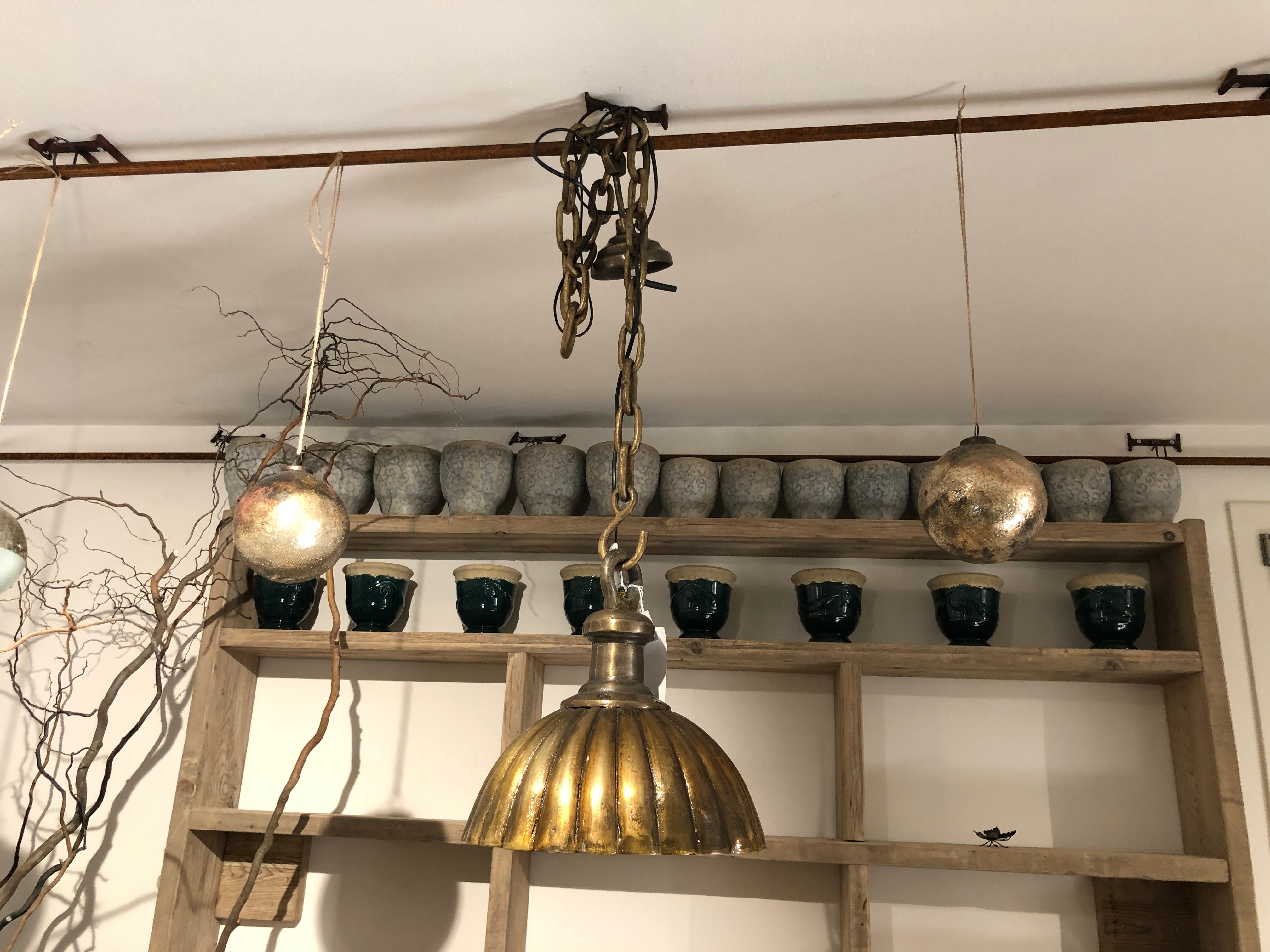 Alu brass lamp hanging curved s - lampadario