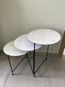 Tavolo rotondo 3 piani bianco/grigio