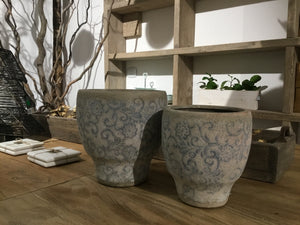 Carls white ceramic bombey pot blue finish